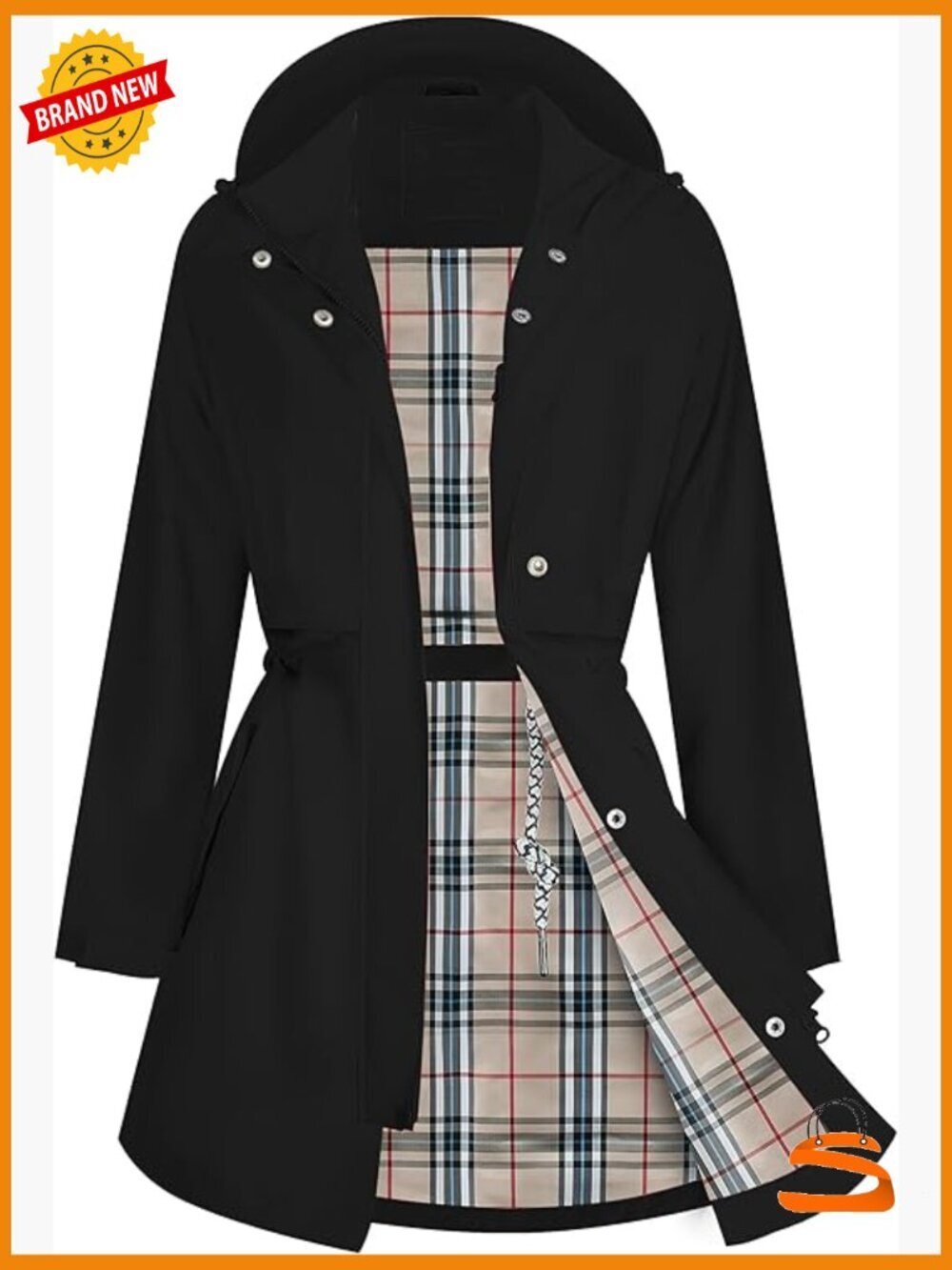Waterproof Rain Jacket with Hood Long Trench Coat S-3XL